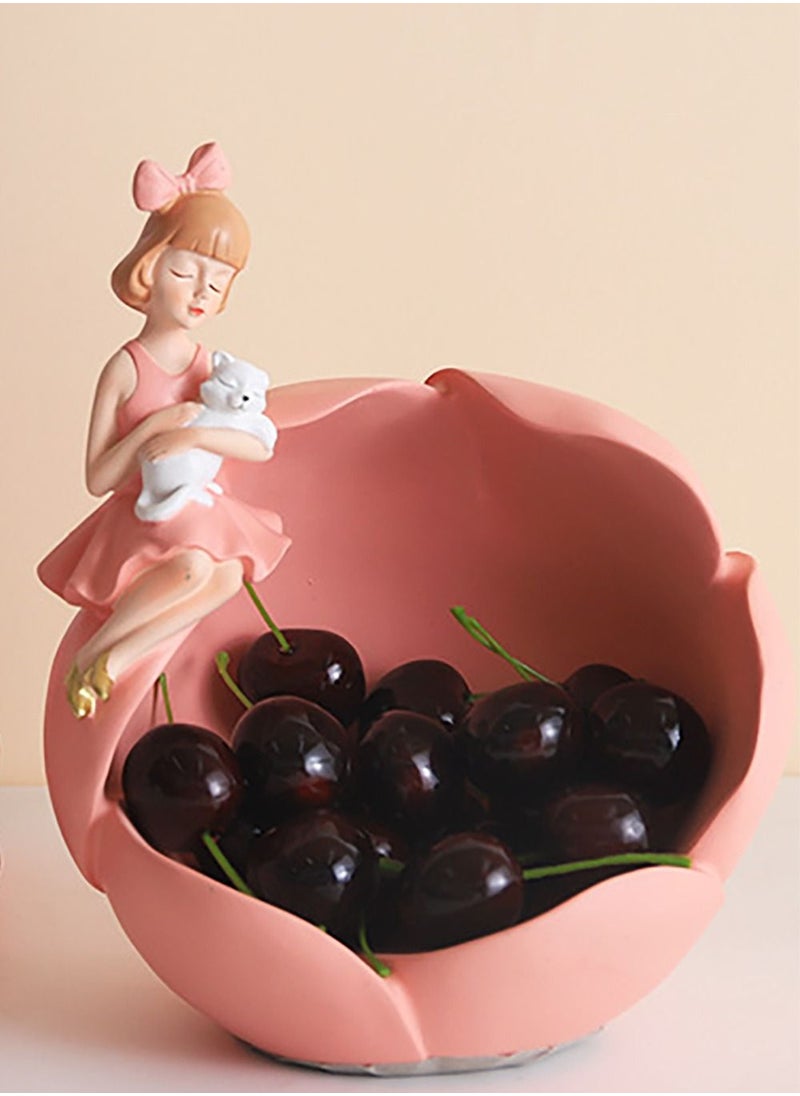 Merry Moments Modern Decor Resin Tray Statue Tray Storage Key Holder Candy Jewelry Earrings Tray Suitable for Home Decor Modern Art Dining Table Decor Office Small Object Tray Cat Pink 20x23cm Type E  - Image 1