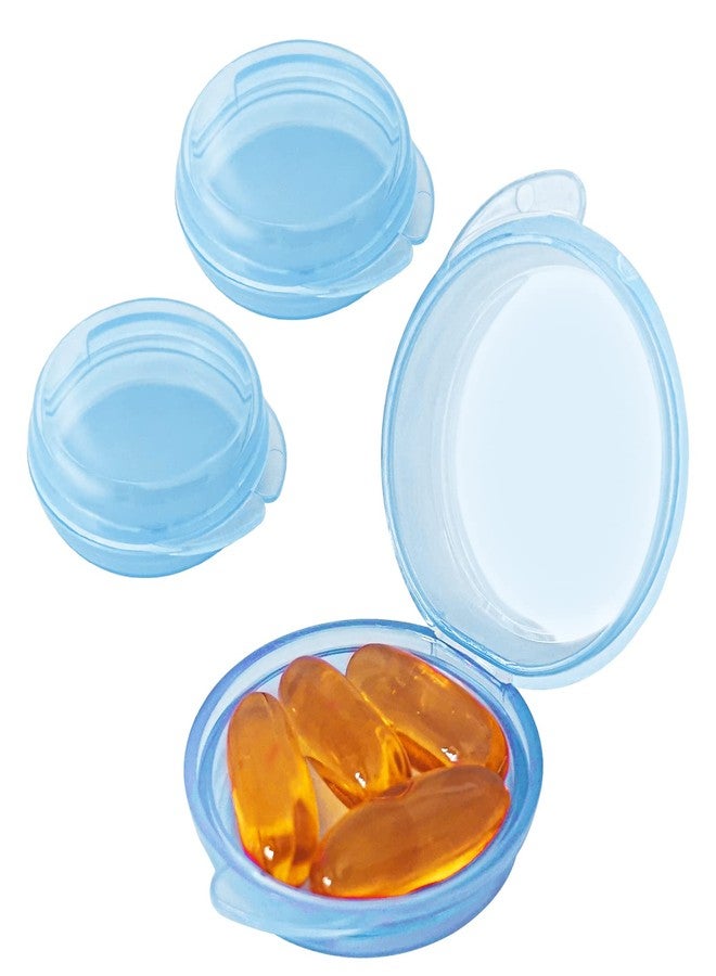 GIIYAA 3PCS Small Pocket Daily Pill Box Organizer - Portable Travel Wallet with Individual Compartments - Compact, Convenient and Easy-to-Use Mini Pill Container for On-the-Go Medication Management (Blue) - Image 1