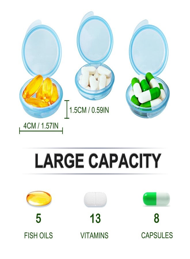 GIIYAA 3PCS Small Pocket Daily Pill Box Organizer - Portable Travel Wallet with Individual Compartments - Compact, Convenient and Easy-to-Use Mini Pill Container for On-the-Go Medication Management (Blue) - Image 3