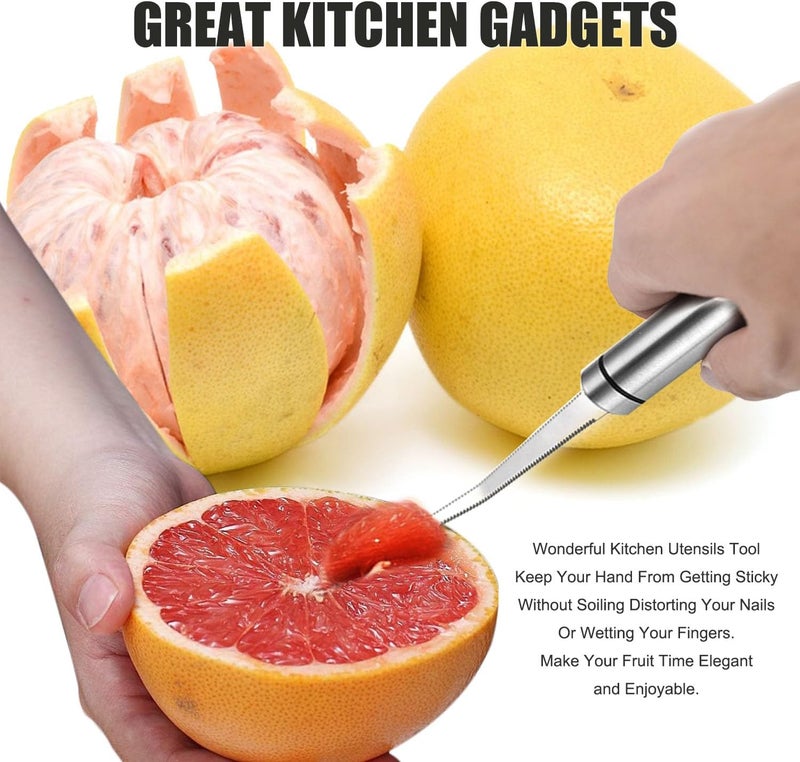 Ralleyfun Grapefruit Spoon Serrated Edge Knife Stainless Steel Fruit Knife Grapefruit Utensils Tool Dessert Spoons for Citrus Lemon Kiwi Melon Lime Pitaya Apple Fruit Puree - Image 5
