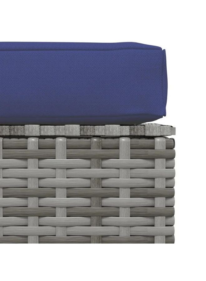 vidaxl vidaXL Garden Footrest with Cushion Grey 70x70x30 cm Poly Rattan  - Image 2
