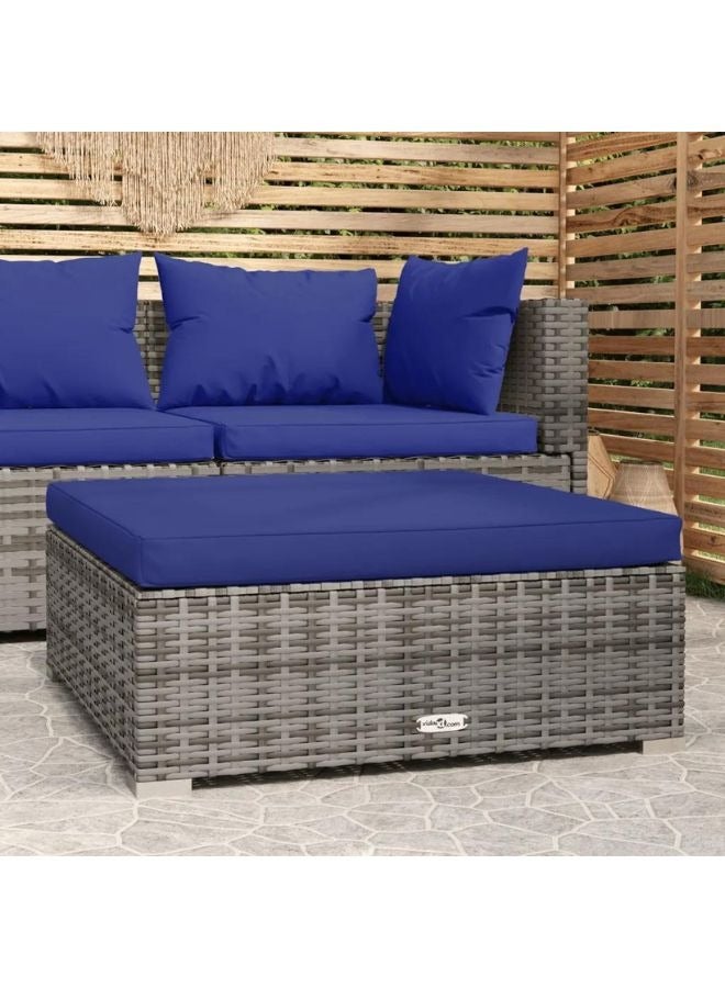 vidaxl vidaXL Garden Footrest with Cushion Grey 70x70x30 cm Poly Rattan  - Image 1