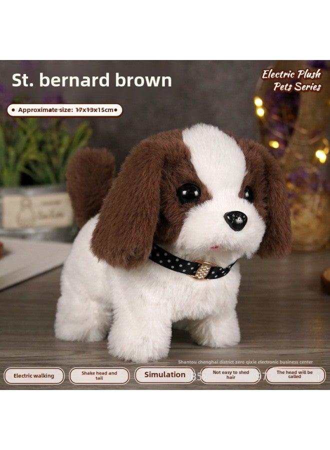 Electronic Pet Toy Dog Cat Interactive Intelligent Robot Pets Smart Puppy Kitten Playmate Automatic Feeder-Color:Saint Bernard (Brown)-Specifications:Naked  - Image 1