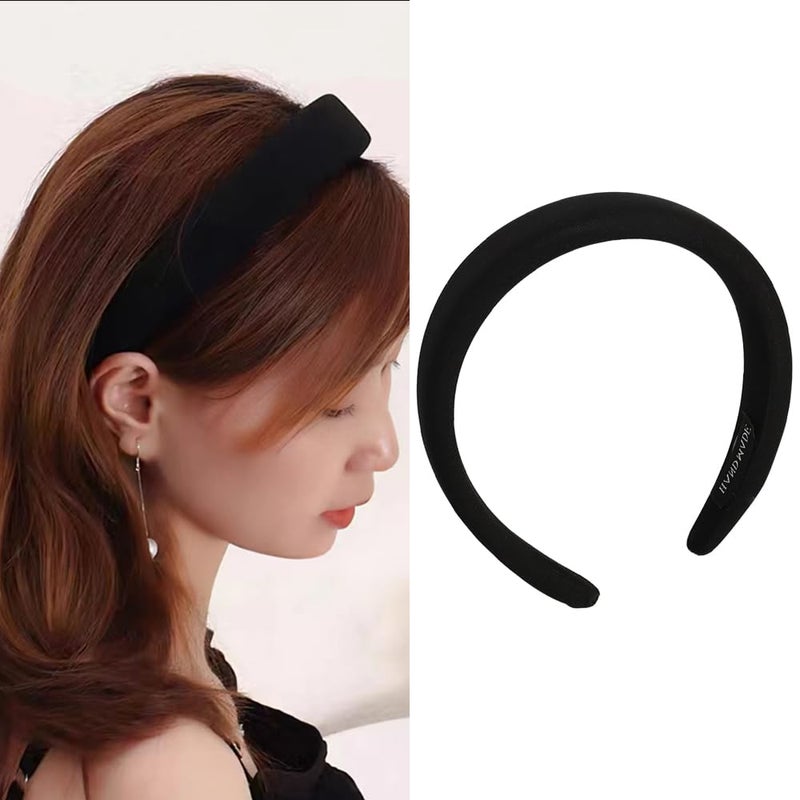 ShiQiao Spl Thick Padded Hairband Headbands for Women Black Spong Headbands for Girls Wide Thick Nonslip Headband Soft Headbands Hair Hoops Plain No Teeth Head Hair Bands for Girls Hair Accessories for Women 
