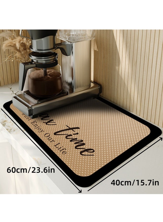 MLADEN Coffee Mat Coffee Bar Mat Hide Stain Absorbent Drying Mat with Waterproof Rubber Backing Multifunctional Super Absorbent Dish Drying Mats for Kitchen Counter, 40x60cm - Image 2