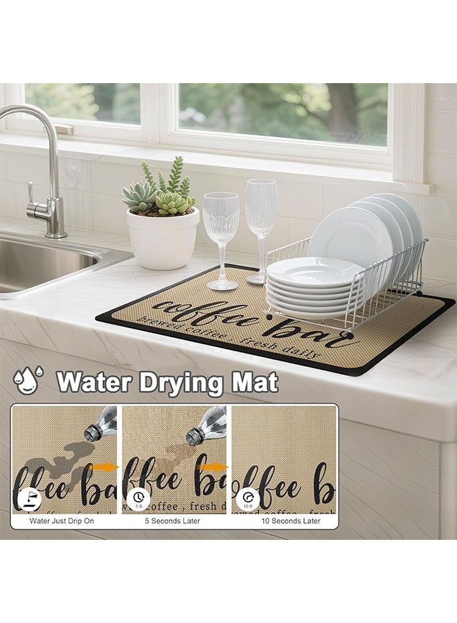 MLADEN Coffee Mat Coffee Bar Mat Hide Stain Absorbent Drying Mat with Waterproof Rubber Backing Multifunctional Super Absorbent Dish Drying Mats for Kitchen Counter, 40x60cm - Image 3