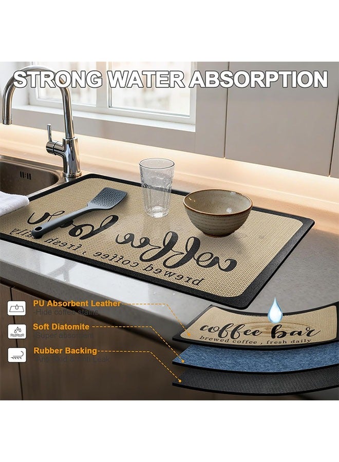 MLADEN Coffee Mat Coffee Bar Mat Hide Stain Absorbent Drying Mat with Waterproof Rubber Backing Multifunctional Super Absorbent Dish Drying Mats for Kitchen Counter, 40x60cm - Image 5