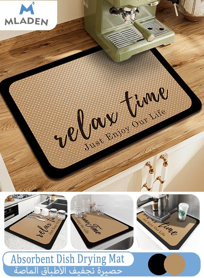 MLADEN Coffee Mat Coffee Bar Mat Hide Stain Absorbent Drying Mat with Waterproof Rubber Backing Multifunctional Super Absorbent Dish Drying Mats for Kitchen Counter, 40x60cm - Image 1