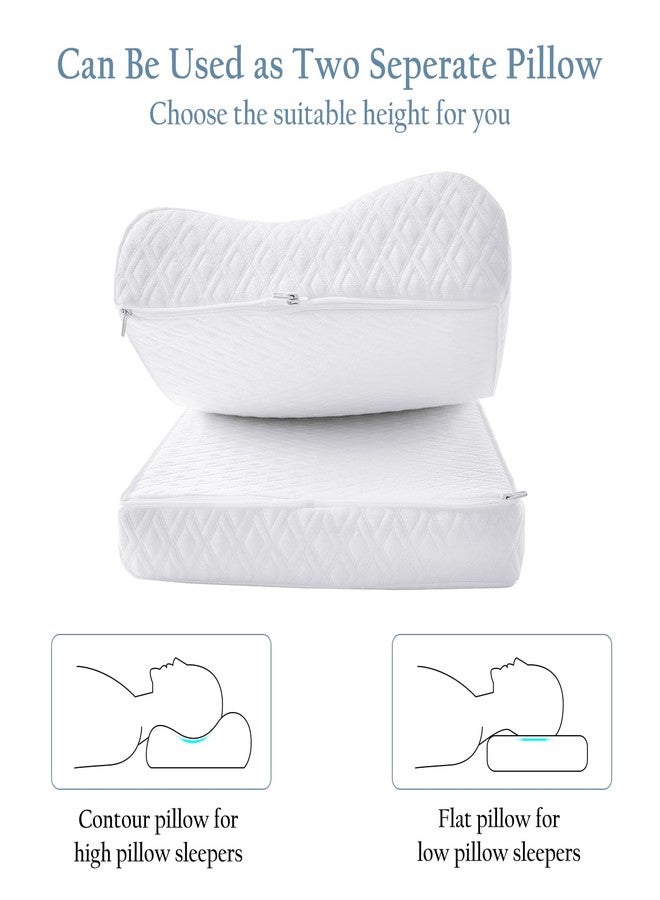 Luxe Linen Tencel Cervical Neck Pillow for Sleeping, 3-Layer Adjustable Memory Foam Pillows, Side Sleeper Pillow for Neck Shoulder Pain Relief, Cooling Ergonomic Contour Bed Pillows - Image 5