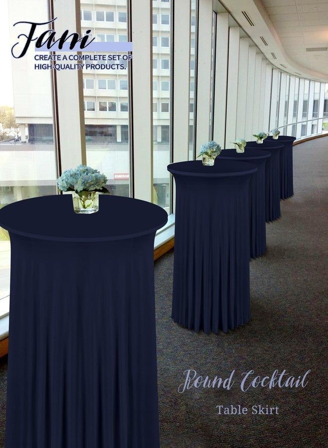 fani 6 Packs 32"x 43" Round Cocktail Table Skirt, Spandex Fitted High Top Table Skirt, Spandex Stretch Cocktail Tablecloth for Wedding Party Bar Banquet Birthday Tables(Navy Blue) - Image 5