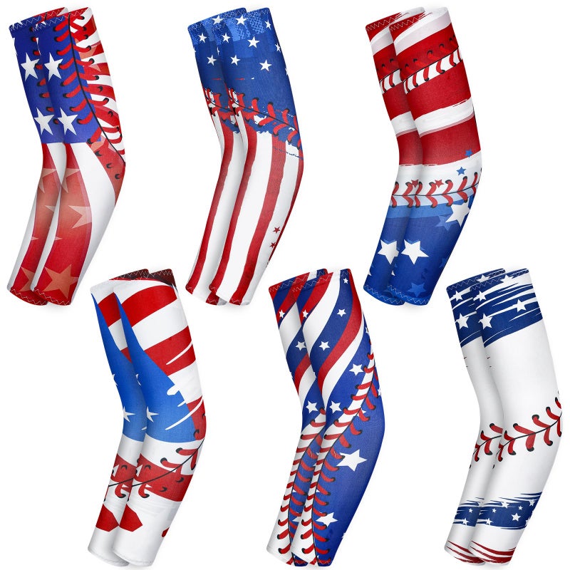 Bunnycool 6 Pairs Baseball Arm Sleeve Youth Sports Elbow Compression Small Basketball Shooter Sleeve Sun Protection Anti Slip - Image 2