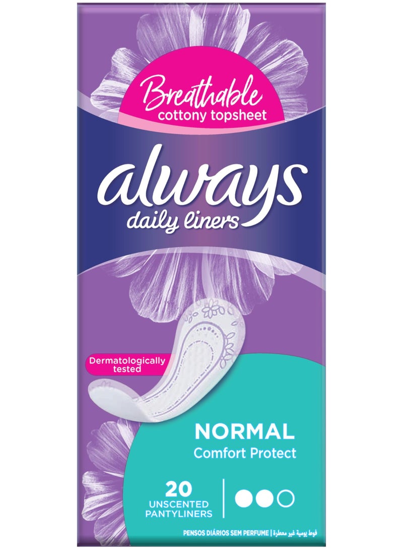 Always 20 Count Daily Liners Comfort Protect, Normal
