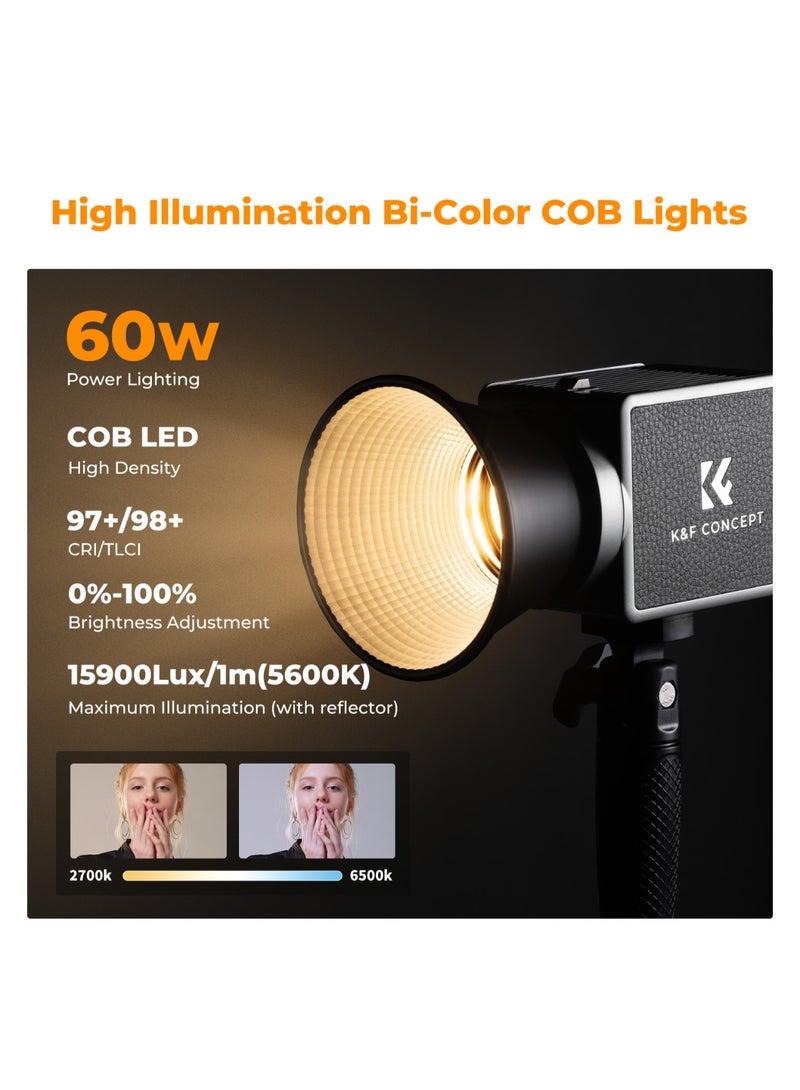 K&F Concept KF 34.045 K&F Concept 60W LED Video Light – Battery‑Powered, Adjustable CCT 2700–6500K - Image 3
