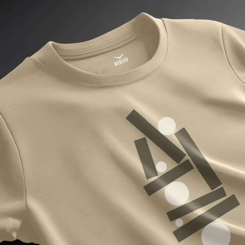 نوبيرو Men's Cotton Regular Fit Typography T-Shirt