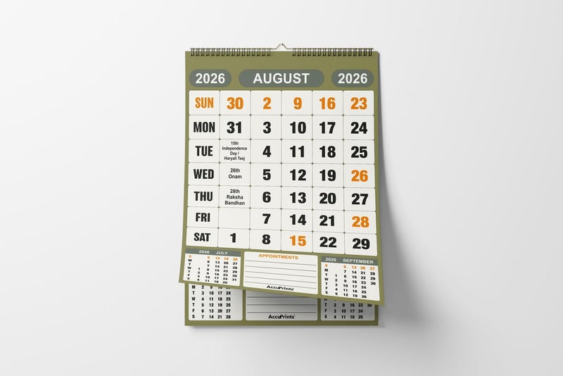 AccuPrints® Wall Calendar 2026 Planner-Size (14 x 20) inch For Office Home Table New Year Hanging Kids (35.5 x 50) cm- (14 x 20 Green) - Image 2