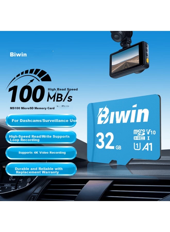 Biwin 32gb Tf Memory Card A1 U1 V10 C10 Ms100 Storage Card 100mb/s Read Speed Compatible With Dash Cam/surveillance Camera - Image 1