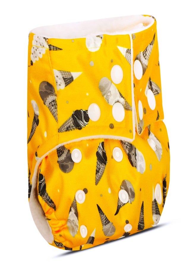 IMPROVUS 100% Cloth Diapers for Babies (0-3 Years), Reusable, Washable & Adjustable Nappies Snap Buttons and Wet-Free Insert Pads (Yellow & Orange MC pack of 4 cloth diaper and 2 insert pads) - Image 2
