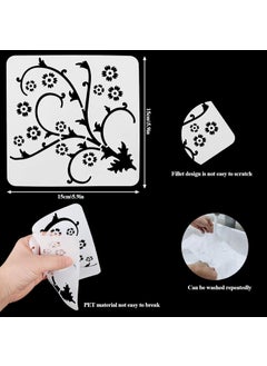 Adasea 16 Pieces Flower Stencil Spring Summer Rose Flower Stencil Bird Leaf Drawing Stencils Reusable Painting Stencil Template for Painting on Wood Wall Home Decor DIY Craft, 5.9 x 5.9 Inches  - Image 2