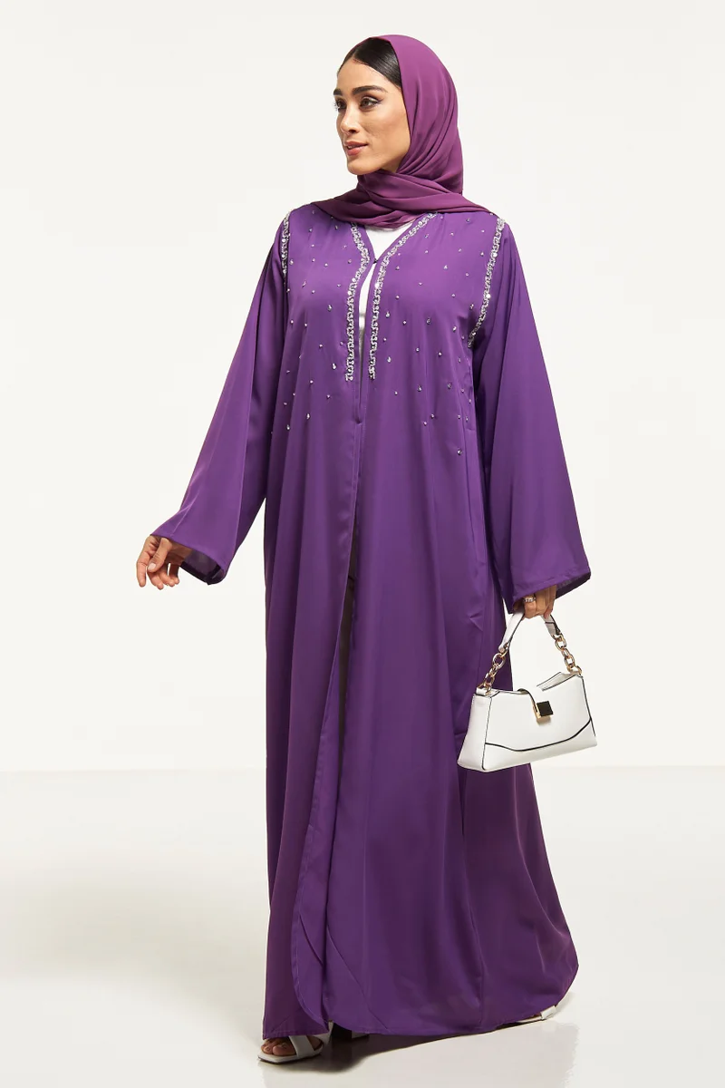 Moistreet Embellished Flared Sleeve Abaya
