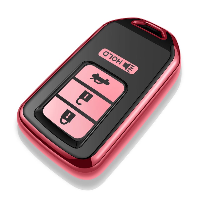 Tukellen for Honda Key Fob Cover, Premium Soft TPU Full Protection Key Fob Case for Accord Civic CRV Pilot Ridgeline Odyssey Passport Smart Remote Key Protector 4 Buttons (Pink) - Image 1