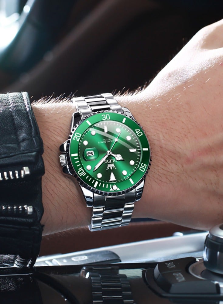 أوليفز ساعة OLEVS للرجال فاخرة من أفضل العلامات التجارية بتصميم حلقة خارجية دوارة باتجاه واحد ساعة كوارتز للرجال بتواريخ تلقائية وساعات يد مقاومة للماء - Image 4