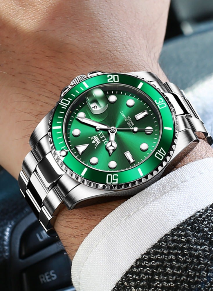 أوليفز ساعة OLEVS للرجال فاخرة من أفضل العلامات التجارية بتصميم حلقة خارجية دوارة باتجاه واحد ساعة كوارتز للرجال بتواريخ تلقائية وساعات يد مقاومة للماء - Image 5