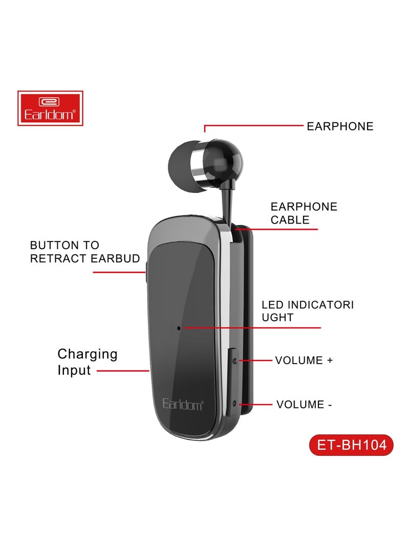 Earldom Multi-Function Clip-On In-Ear Wireless Headset, Black White - BH105 - Image 3