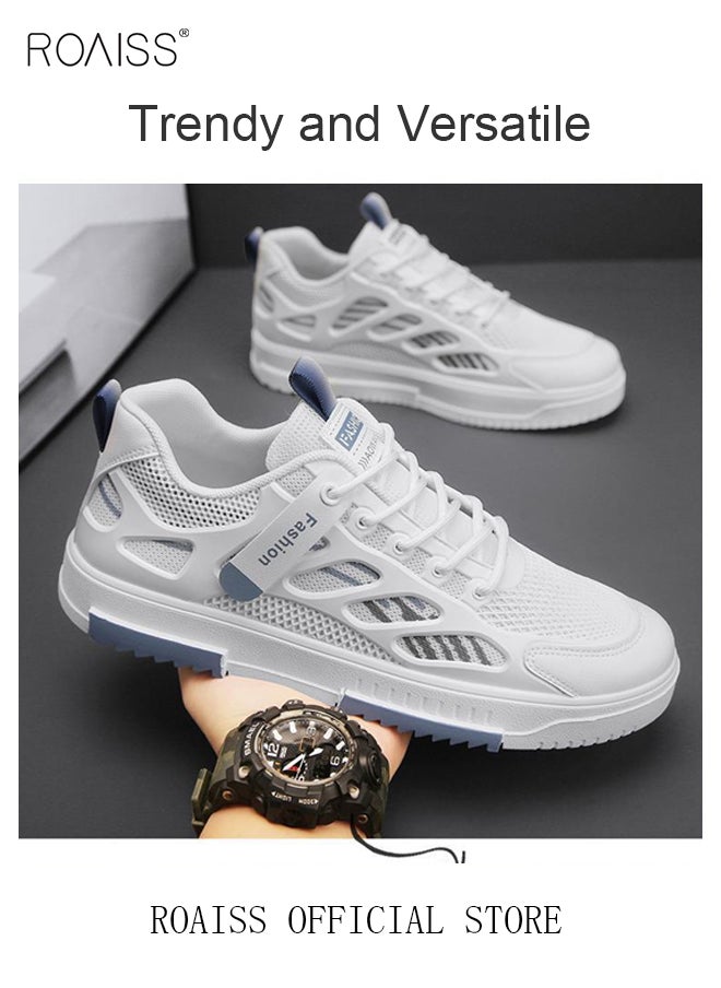 roaiss - Men Versatile Casual Sneakers Breathable Running Mesh Shoes Non Slip and Wear Resistant with Plastic Splicing Design Colorblock Sneakers - Image 1