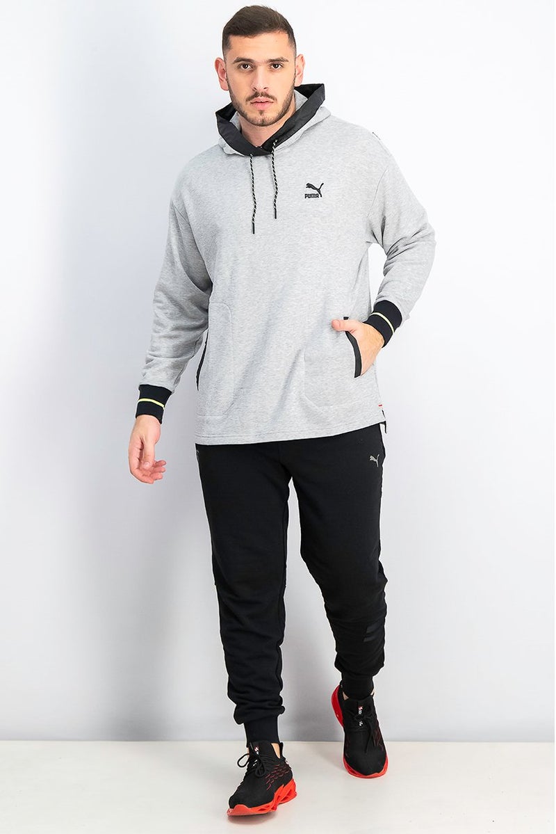 PUMA Men Hooded Brand Logo Long Sleeves Central Saint Martin Sweatshirt, Light Grey Heather - Image 3