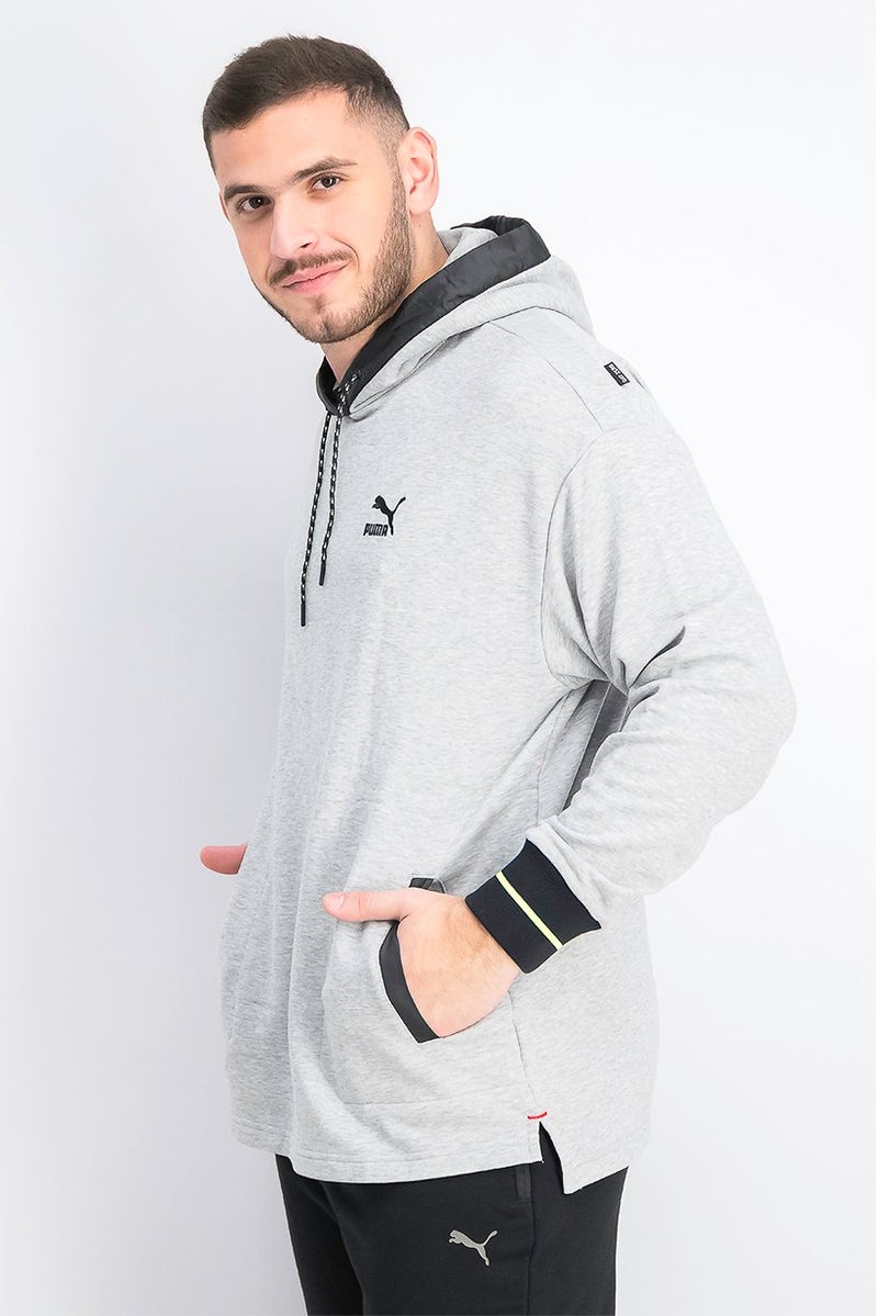 PUMA Men Hooded Brand Logo Long Sleeves Central Saint Martin Sweatshirt, Light Grey Heather - Image 4