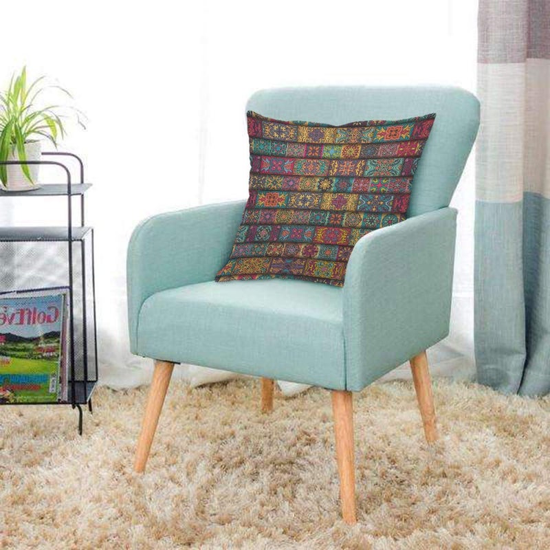 AOYEGO Bohemian Throw Pillow Cover Patchwork Floral Collage Ethnic Colorful Tribal Flower Pattern Pillow Case 18x18 Inch Decorative Men Women Room Cushion Cover for Home Couch Bed - Image 3