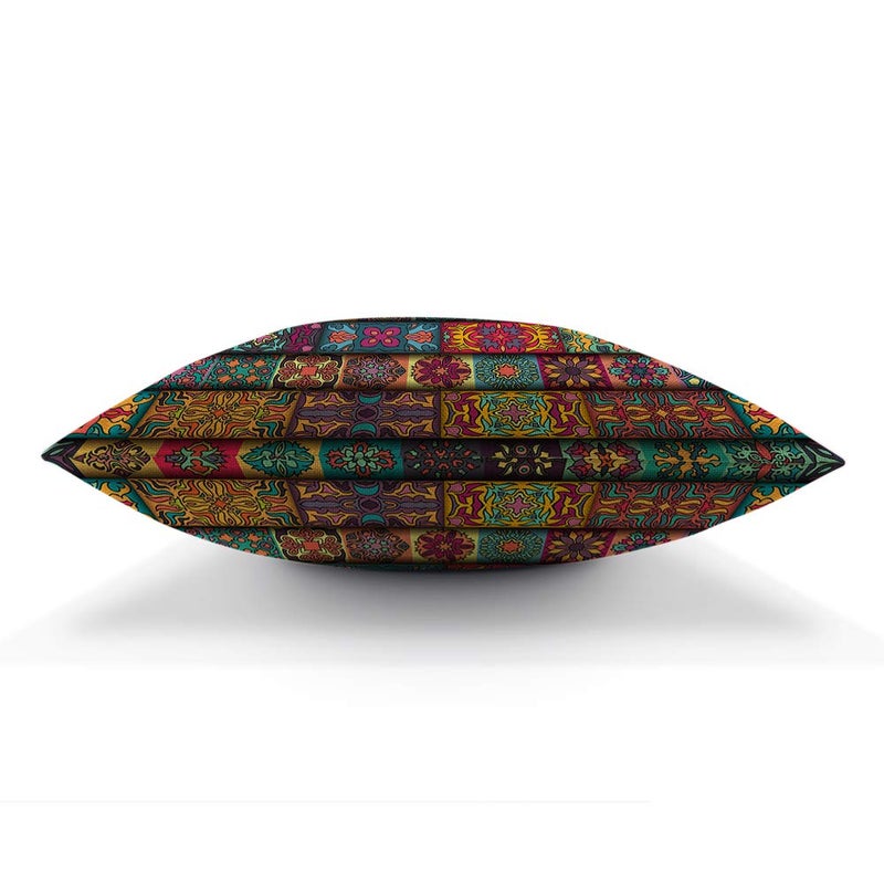AOYEGO Bohemian Throw Pillow Cover Patchwork Floral Collage Ethnic Colorful Tribal Flower Pattern Pillow Case 18x18 Inch Decorative Men Women Room Cushion Cover for Home Couch Bed - Image 5