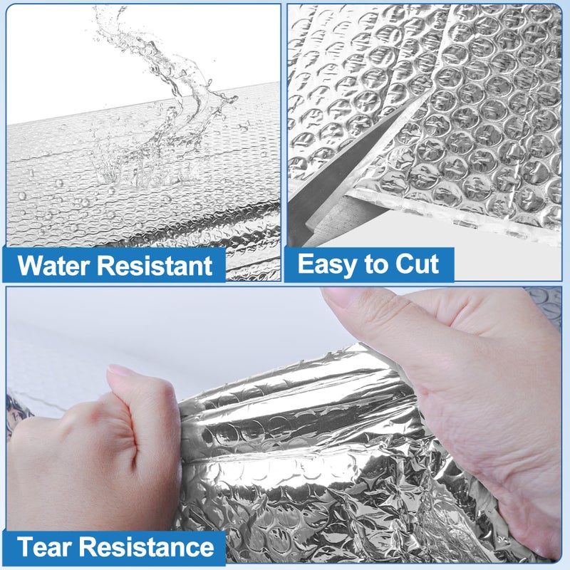 ToLanbbt Reflective Insulation Roll, 23.6IN x 10FT Double Bubble Wrap Insulation Sheet, Reflective Aluminum Foil 3MM Thermal Shield Radiant Barrier with 60 Pcs Adhesive Tapes for Window RV Attic Wall - Image 4