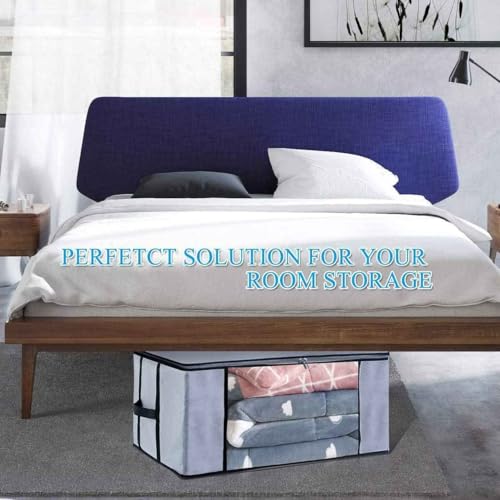 ACORMEK Underbed Blanket Storage Bag for Wardrobe Organizer Blanket Cover with a large Transparent Window & Side Handles Zipper Closure Protect from Dust(Pack of 2, Grey, Non-Woven) - Image 5