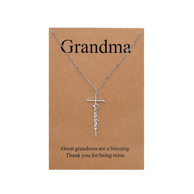 Lcherry Grandma Gifts from Granddaughter - Grandma Cross Necklace for Women, Religious Birthday Mother's Day Gifts Necklace for Mom Women - Image 1