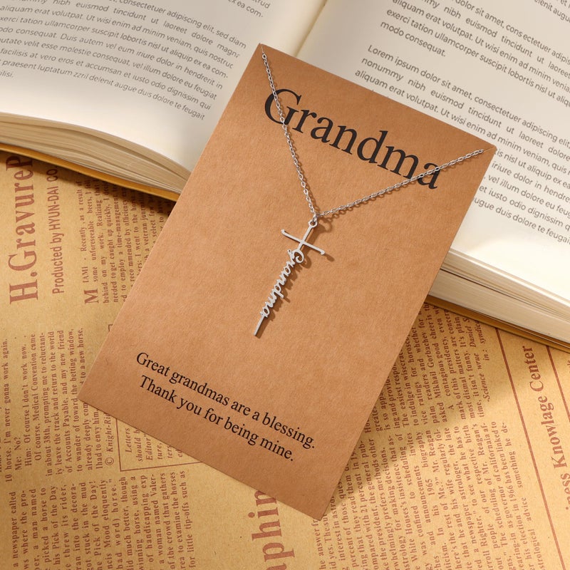 Lcherry Grandma Gifts from Granddaughter - Grandma Cross Necklace for Women, Religious Birthday Mother's Day Gifts Necklace for Mom Women - Image 5