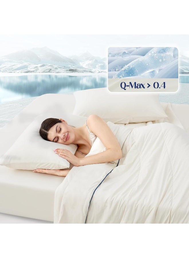 Dream Valley® Outlast® Queen Size Cooling Fitted Sheet with 2 Pillowcases NASA-Grade Technology, Q-Max > 0.4 Aerocool™ Cooling for Night Sweats, Hot Sleepers, White - Image 3