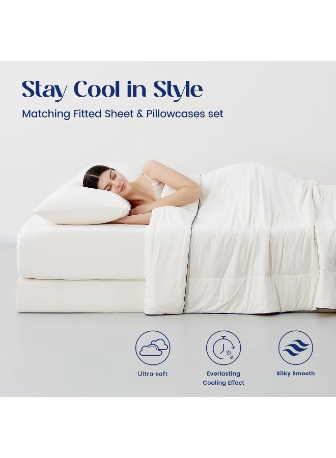 Dream Valley® Outlast® Queen Size Cooling Fitted Sheet with 2 Pillowcases NASA-Grade Technology, Q-Max > 0.4 Aerocool™ Cooling for Night Sweats, Hot Sleepers, White - Image 4