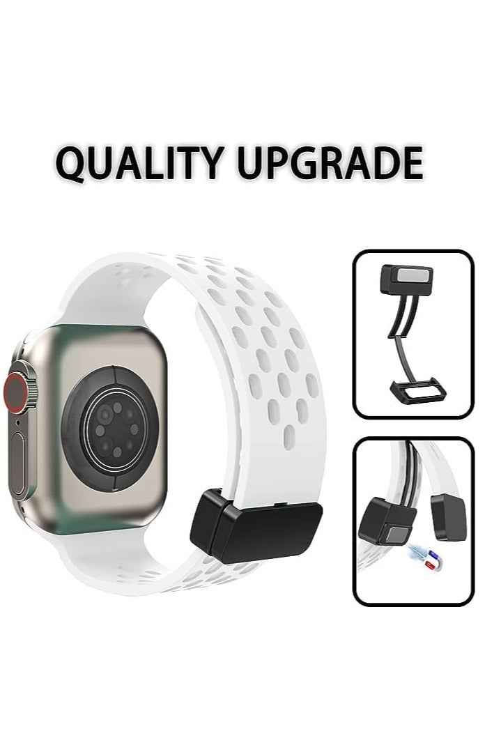 Compatible with Apple Watch Band 49mm 45mm 44mm 42mm, Breathable Soft Silicone Sport Strap with Magnetic Clasp for Women Men, Series SE/8/7/6/5/4/3/2/1/Ultra - Image 3