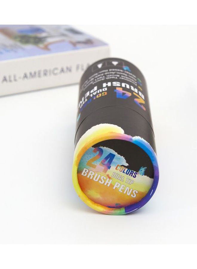NIBEMINENT 24 Colors Dual Tip Brush Pen Set Multicolour - Image 2