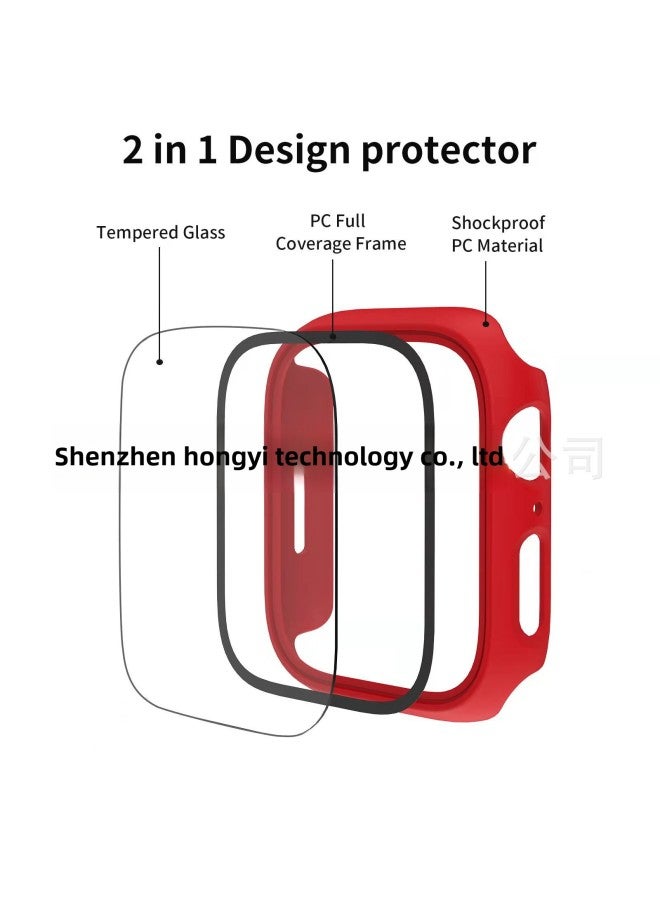 For Apple Watch SE-9 Generation PC Frosted Oil Injection Tempered Film All-in-One Apple Watch Protective Case-Color:Bright Silver-Exterior Dimension:44mm