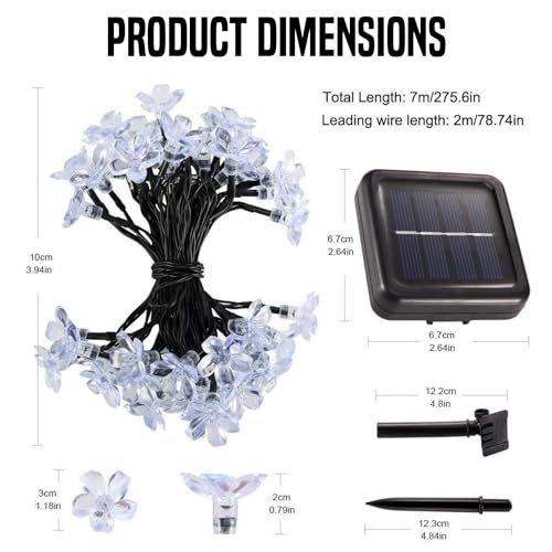 Gigawatts 30 LED Solar Cherry Blossom String Light | Solar Garden Light, Outdoor Decorative Flower Lights for Home, Garden, Yard, Patio, Driveway Décor (Pack of 1, Warm White) - Image 2