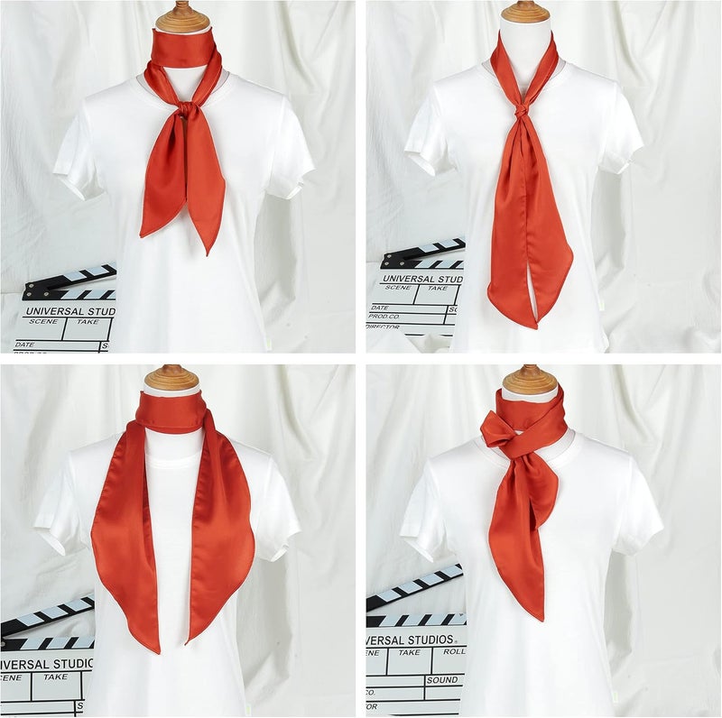 GERINLY Solid Color Long Neckerchief Pure Skinny Scarf Necktie for 50's Costume Party Wedding Cosplay Accessory - Image 1