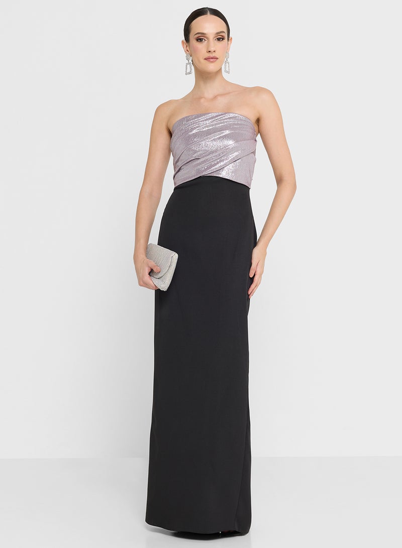 نمشي x فستان باندو بلون متباين - Image 5