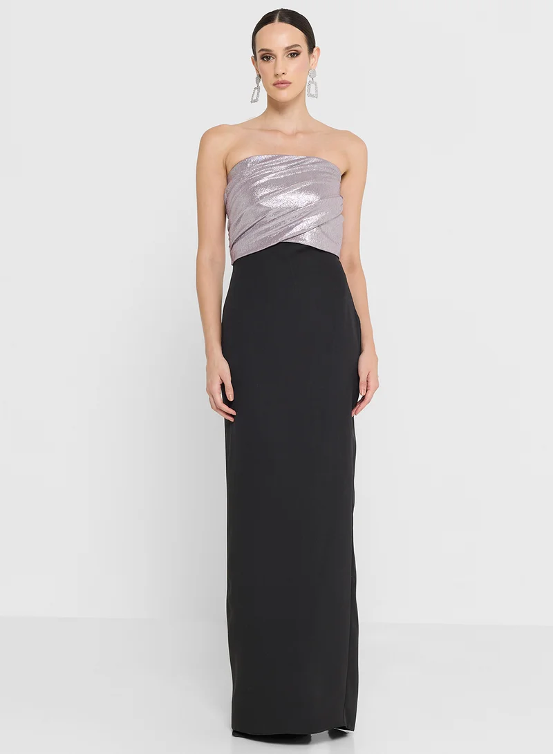Namshi x Contrast Toned Bandeau Dress