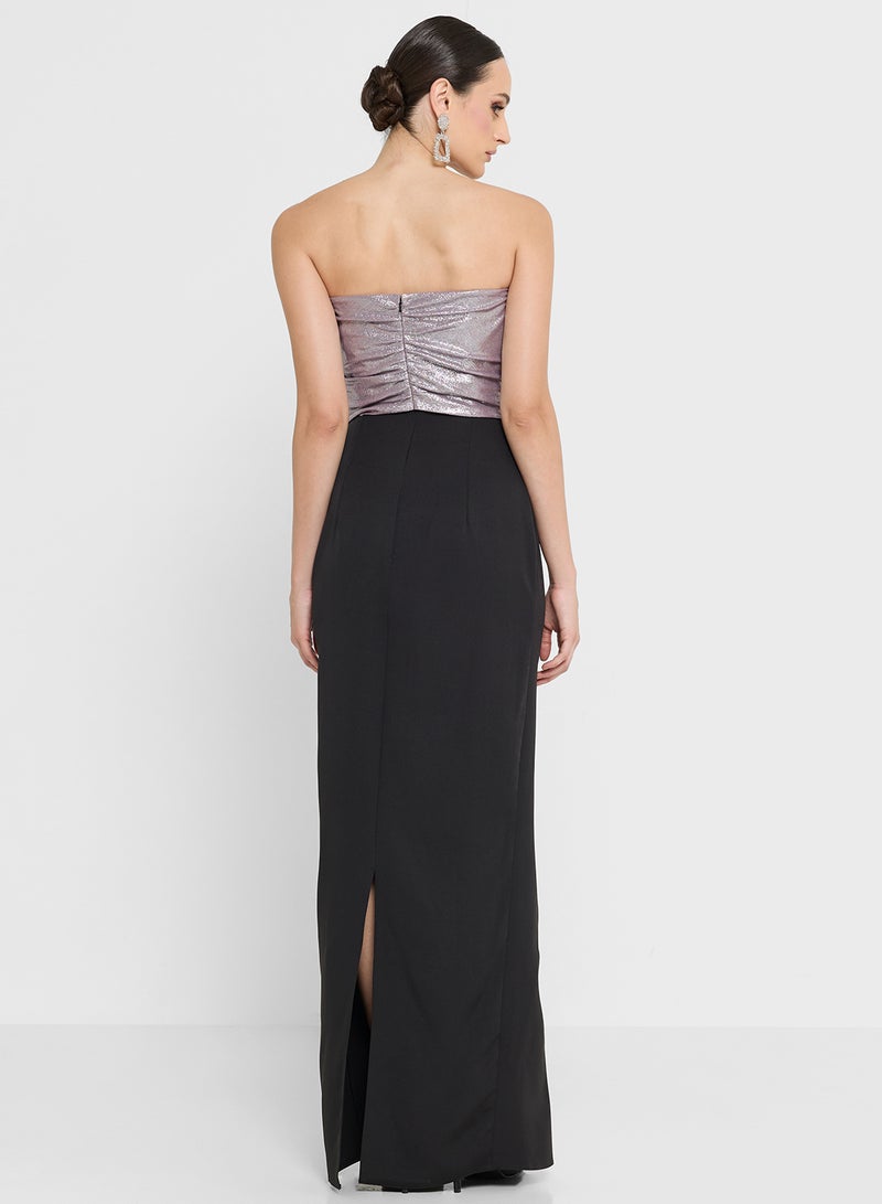 نمشي x فستان باندو بلون متباين - Image 3