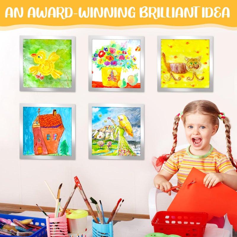 Macarrie 6 Pcs Diamond Art Frames Magnetic Picture Frame 12 x 12 Inch Frames for Diamond Painting Pictures Self-adhesive Diamond Art Frames Painting Frames for Wall Window Home Office Photo (Silver) - Image 3