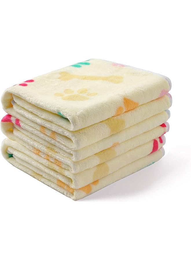 KASTWAVE Puppy Blanket Kitten Blankets 1 Pack 3 Blankets For Dogs Super Soft Fluffy Premium Fleece Pet Blanket Flannel Throw For Dog Puppy Cat B Paw Light Yellow Kitten Puppy Small Animals Towel - Image 1