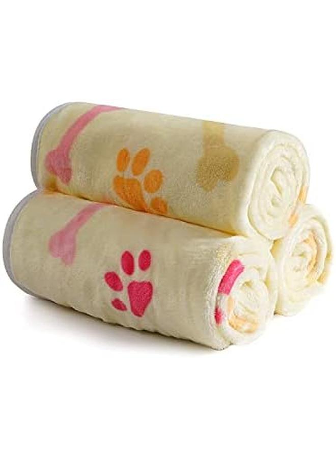 KASTWAVE Puppy Blanket Kitten Blankets 1 Pack 3 Blankets For Dogs Super Soft Fluffy Premium Fleece Pet Blanket Flannel Throw For Dog Puppy Cat B Paw Light Yellow Kitten Puppy Small Animals Towel - Image 3