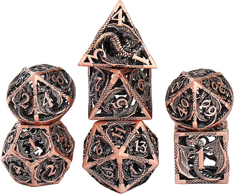 klarakoCreative Hollow DND MultiklarakoSided Dice Set Leisure place Dragon Dungeon Entertainment Dice DND Dice Tabletop Game DND Role klarakoAncient red copper - Image 3